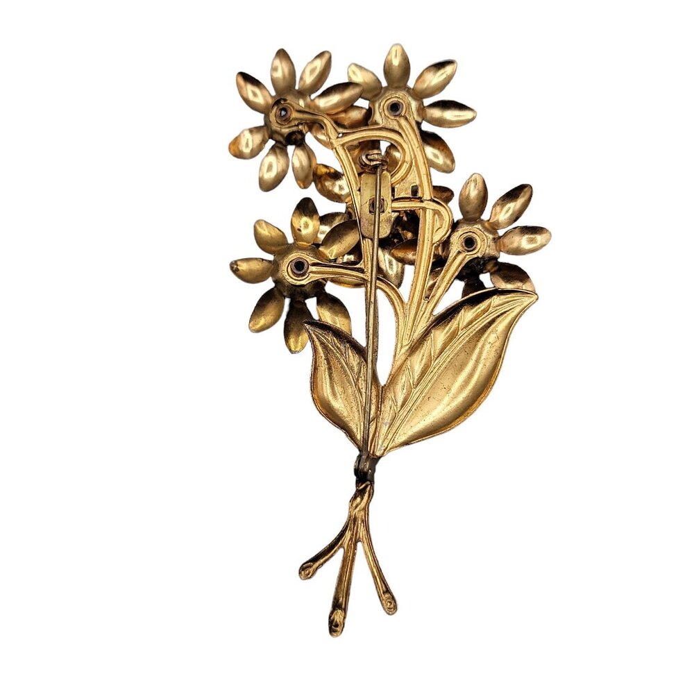 Unsigned Early Miriam Haskell Flower Brooch Flora… - image 3